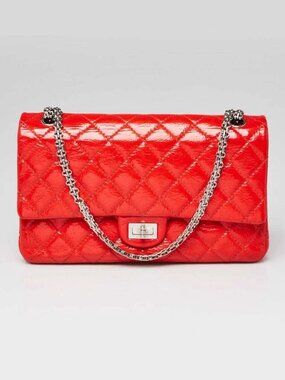 Chanel Red 2.55 Reissue Quilted Patent Leather 226 Jumbo Flap Bag